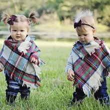 Новинка года; модная зимняя одежда для маленьких девочек Детская накидка; Рождественская шаль; повседневные теплые шарфики с кисточками