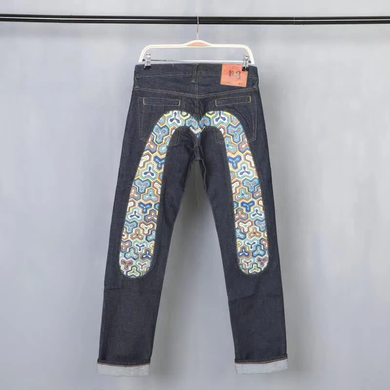 Evisu Осенние повседневные дышащие высококачественные модные мужские штаны теплые джинсы Прямые мужские брюки для отдыха с принтом E6016