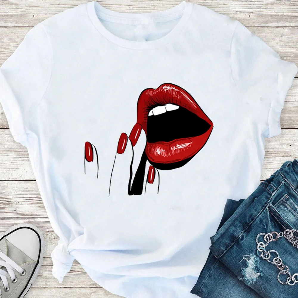 Korean Fashion Oversized T-shirts Aesthetic Women Top Graphic Kpop Female Clothing Anime Art Eyelash Printed Lady White T Shirt 2