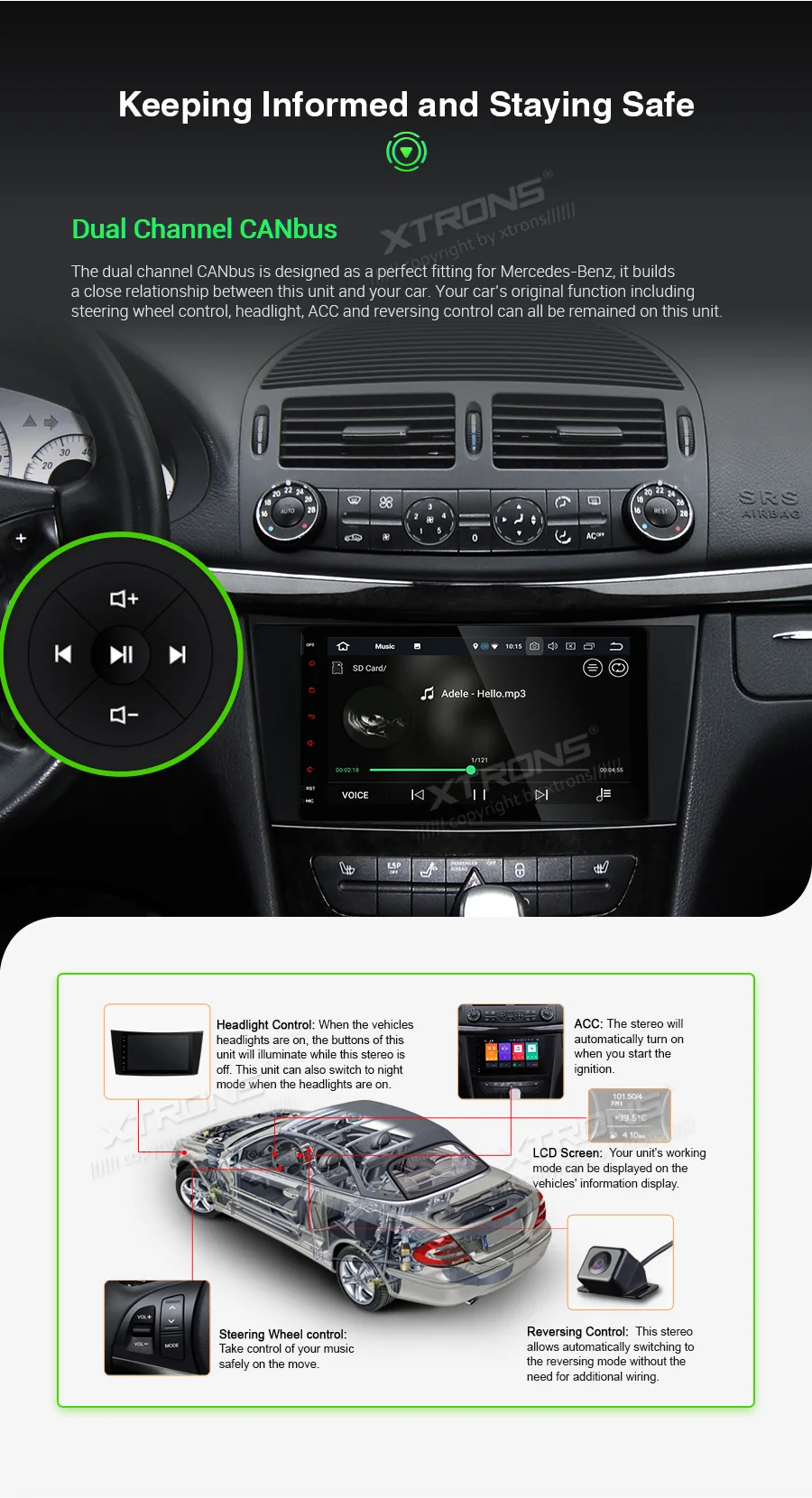 Sale XTRONS 8"Android 9.0 Octa Core 4GB RAM 64GB ROM Car Multimedia GPS System for Mercedes Benz W211 2002-2008 W219 2005-2006 NO DVD 21