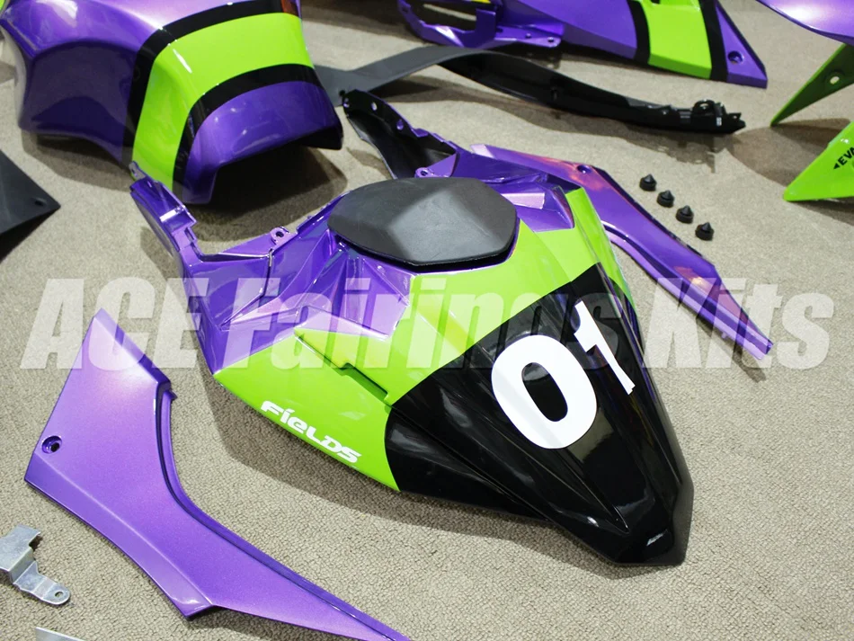 ABS Полный комплект обтекателя Для Kawasaki Ninja300 EX300 300R 2013, 13, 14, 15, 16, 17, Обтекатели+ майка Обложка фиолетового и зеленого цвета