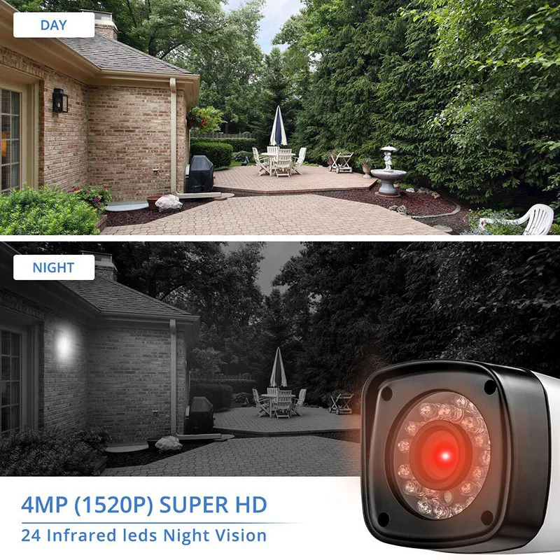 FUERS 4CH DVR комплект камер видеонаблюдения Система безопасности 1520P IR-CUT наружная 4 шт AHD 4MP камера видеонаблюдения CCTV комплект