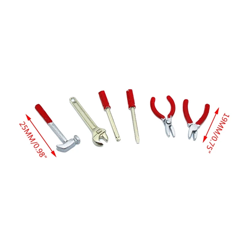 Tools Mini Hammer Wrench Screwdriver Scissors 6Pcs/set Dollhouse Miniature Simulation DIY Crafts Accessories kids repair toys plastic construction toys kids construction toys kids pretend play set kids educational toys home repair toys model assembly tools