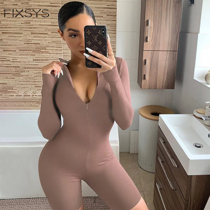 

Comfortable Home Clothes 2020 Women Winter Fashion Sexy Long Sleeve Turtleneck Playsuit High Street Playsuits