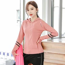 Розовая зеленая куртка для фитнеса и бега, женская спортивная куртка с капюшоном и длинным рукавом, куртка для йоги, женский топ для йоги, Спортивная рубашка