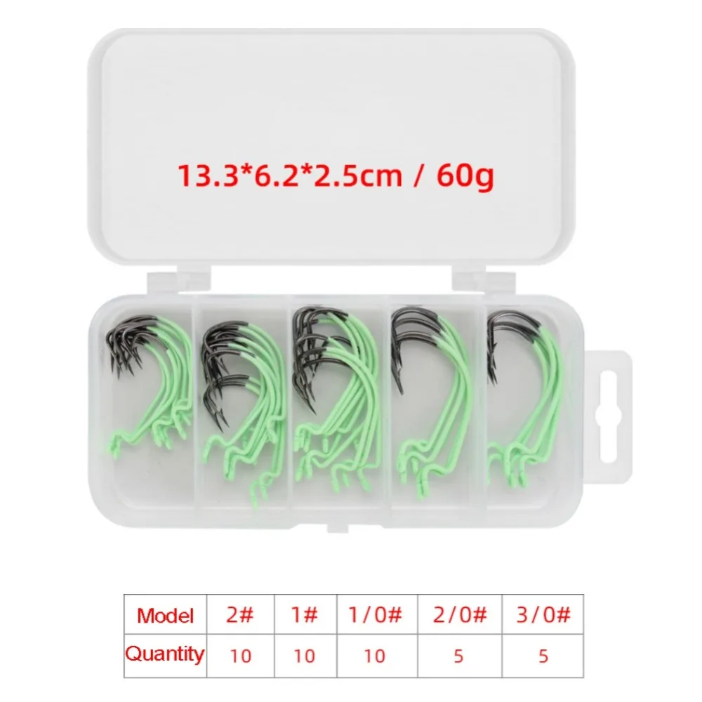 High Carbon Steel Luminous Crank Fishhooks With Barbed Single Hook Set Carp Fishing Hooks Soft Worm Fishing Accessories