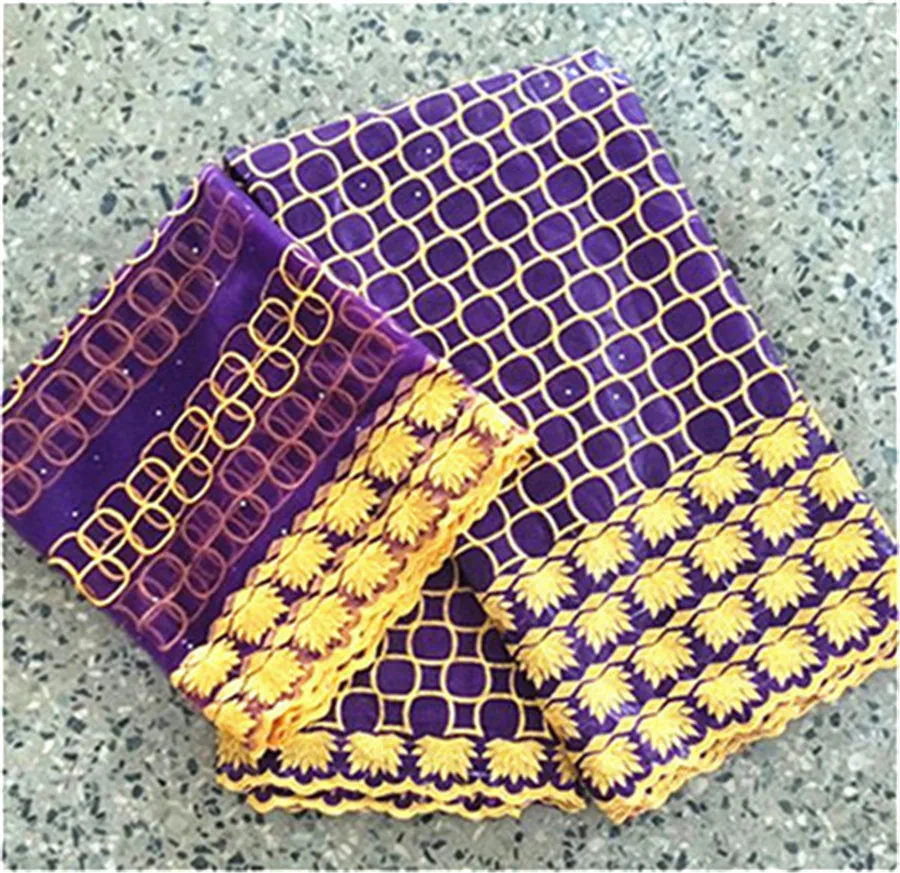 Фиолетовый из жаккардовой парчи africain Базен riche getzner riche Ткань хлопковая ткань с камнями