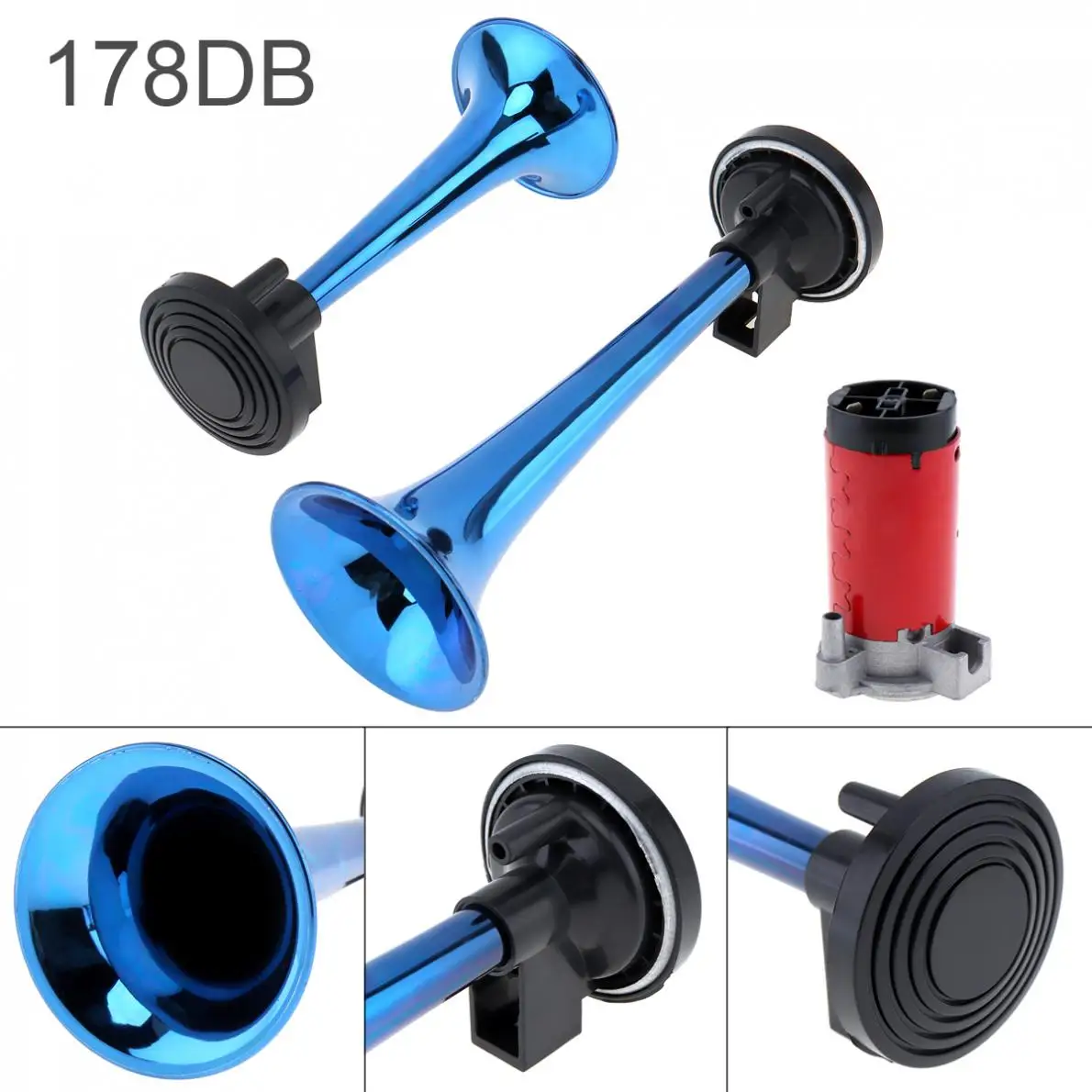 

12V 178dB Super Loud Dual Tone Auto Car Air Horn Set Heavy Duty Trumpet Compressor for Automobile Motorcycle Boat Truck