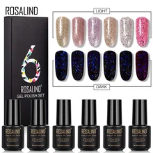 ROSALIND Гель-лак для ногтей 6 шт. светящийся розовый Золотой набор Гибридный лак все для маникюра Платиновый Гель-лак УФ светодиодный набор для ногтей