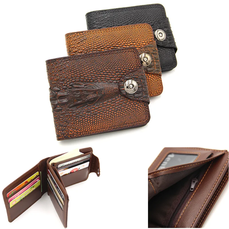 

Luxury Embossing Alligator multi-function zipper buckle wallet Men Leather Crocodile card holder triangle folding Short wallets