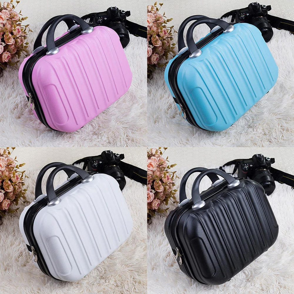 Koop 14 Inch Verticale Gestreepte Koffer Case Hard Cosmetische Bag Carrying Anti Druk Reizen Abs Kleine Solid Praktische Met Riem