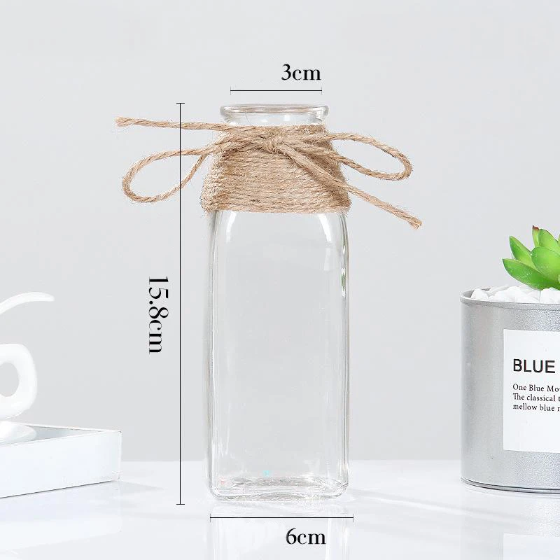 Square vase Стеклянная ваза для украшения интерьера в скандинавском стиле, прозрачные гидропоники для цветов, Современный домашний декор, семь разных стилей - Цвет: Square vase