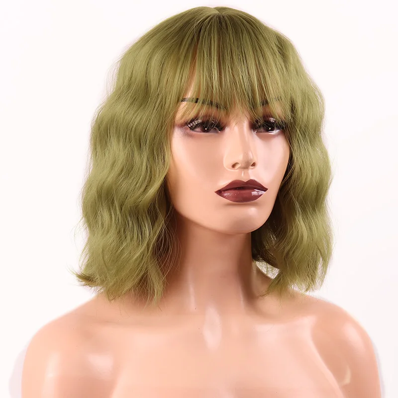 MERISI волосы синтетические Короткие Волнистые Боб парики женские чай зеленый парики из натуральных волос женские термостойкие волокна