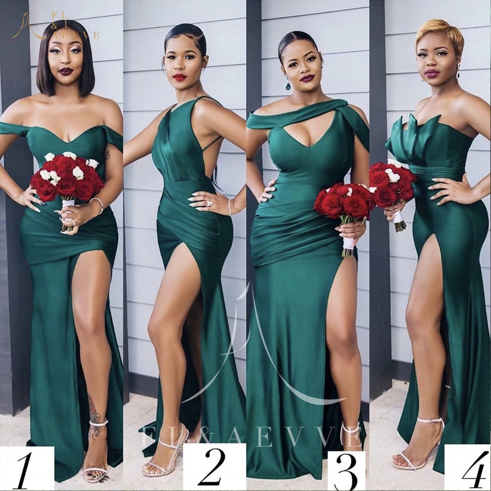 Green Satin Bridesmaid Dresses For 