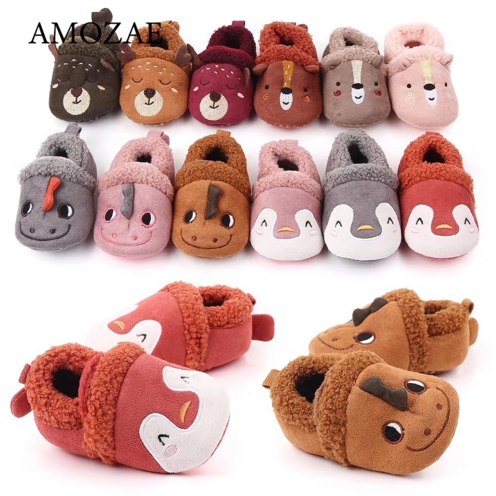 Baby Shoes Adorable Infant Slippers Toddler AMOZAE Baby Boy Girl Knit Crib Shoes Cute Cartoon Anti-slip Prewalker Baby Slippers цена и фото