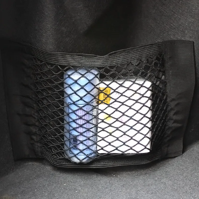 

40x25cm Car Trunk Storage Elastic String Net Mesh Bag Car Magic Tape Sticking Holder Pocket Organizer Car Accessories Styling