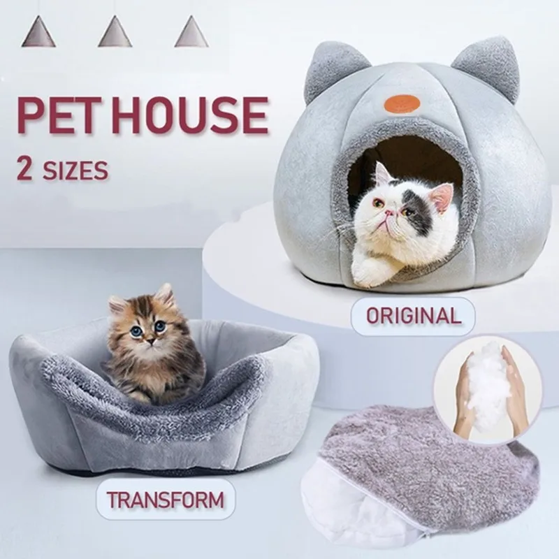 Cute Pet Cat House Puppy Dog Bed Designer Cat Head Shape Beds for