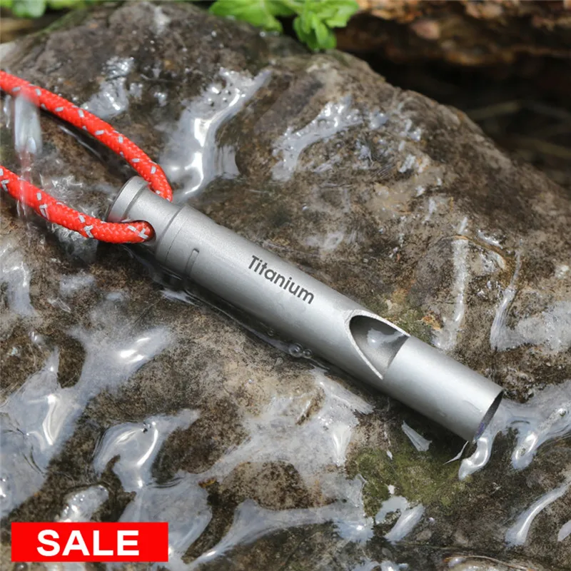 Sifflet De Survie En Titane Haut Décibels Avec Cordon - Randonnée Outdoor, Neuf