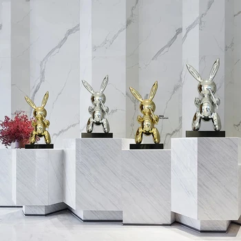 Preise Moderne Große 75cm Gold Abstrakte Rettich Kaninchen Stehen Marmor Statue Verkäufe Hotel Lobby Eingang Decor Skulptur Design Kunstwerk