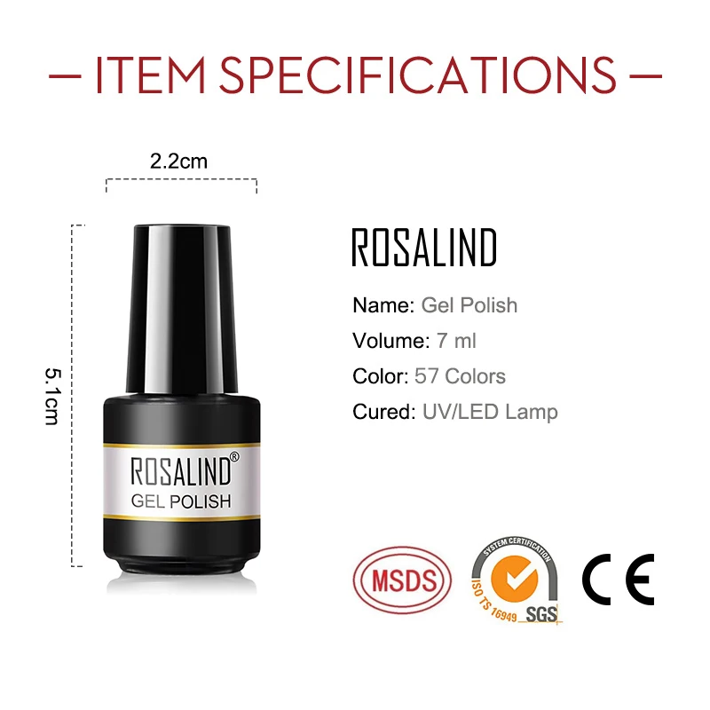 ROSALIND Nail Gel Manicure Set Lamp Gel Tools Kits For Nails Art UV Lamp Semi Permanent Nail Gel Polish Set With Base Top Coat 5