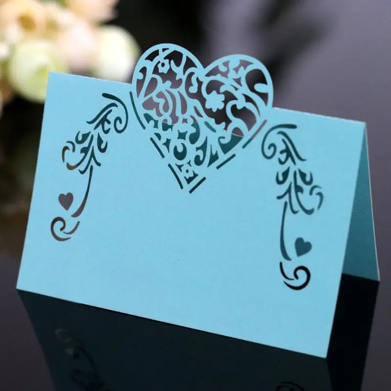  50pcs Table Place Cards Hollow Out Wedding Invitation Cards Card Table Name Message Greeting Card W - 4.0006E+12