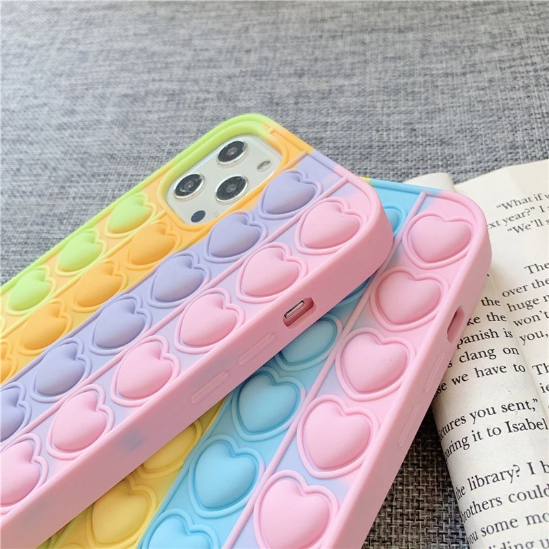 silicone cover with s pen Pop Bubble Fidget Toys Case For Samsung Galaxy S21 S20 FE S10 S9 Plus Note 9 10 20 Ultra 5G Rainbow Beans Cartoon Unicorn Cover samsung flip phone cute