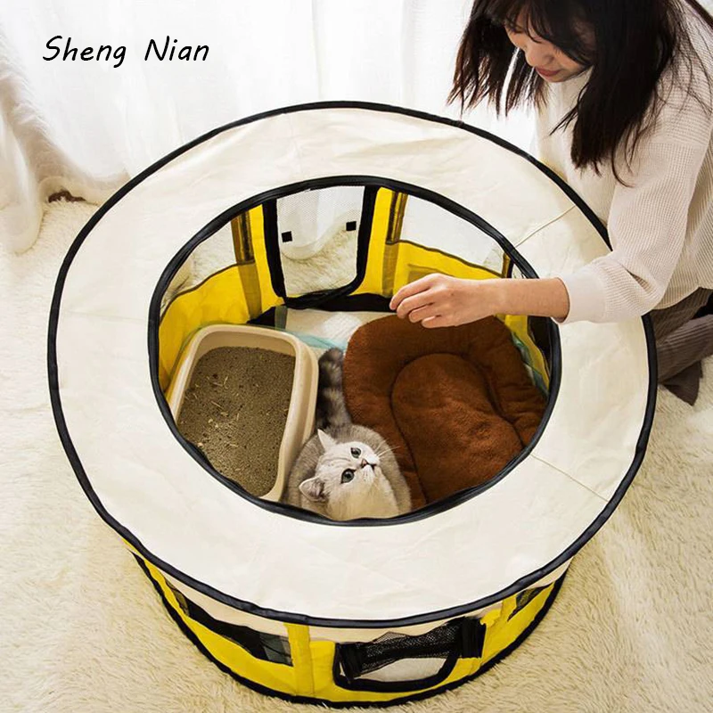 

Portable Foldable Pet House Outdoor Protect Dog House Octagon Cage Round Tent Cat Bed Indoor Playpen Puppy Kennel Cat Supplies
