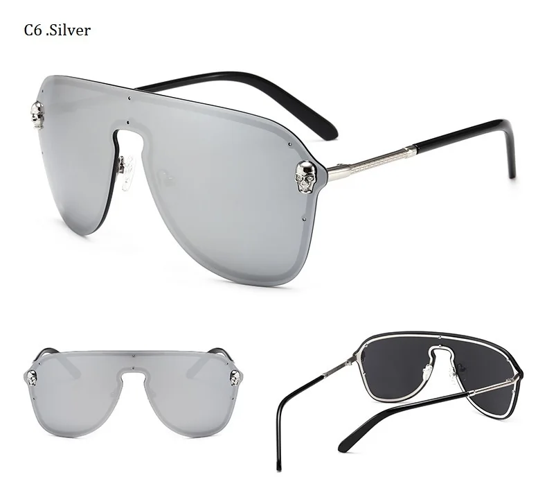 Модные негабаритные солнцезащитные очки с черепом для женщин, фирменный дизайн, Винтажные Солнцезащитные очки для мужчин, большая оправа, очки для женщин и мужчин, Оттенки UV400