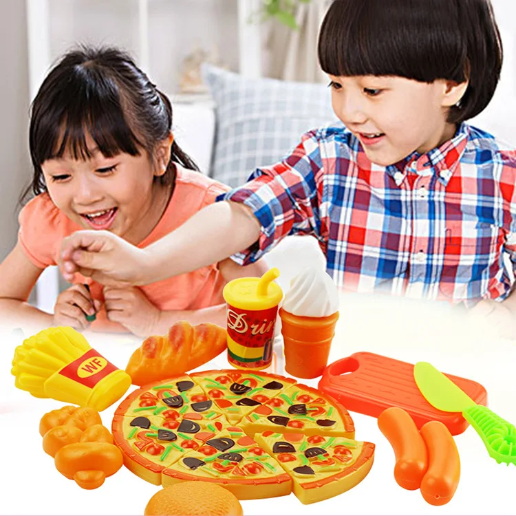 

Children Play House Kitchen Tableware Set Cut Fruit Cutter & Vegetable Slicer Model Kitchen Tableware Pizza Toy