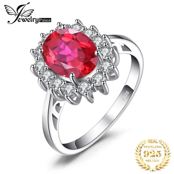 

JewelryPalace Princess Diana Created Red Ruby Ring 925 Sterling Silver Rings Women Engagement Ring Silver 925 Gemstones Jewelry