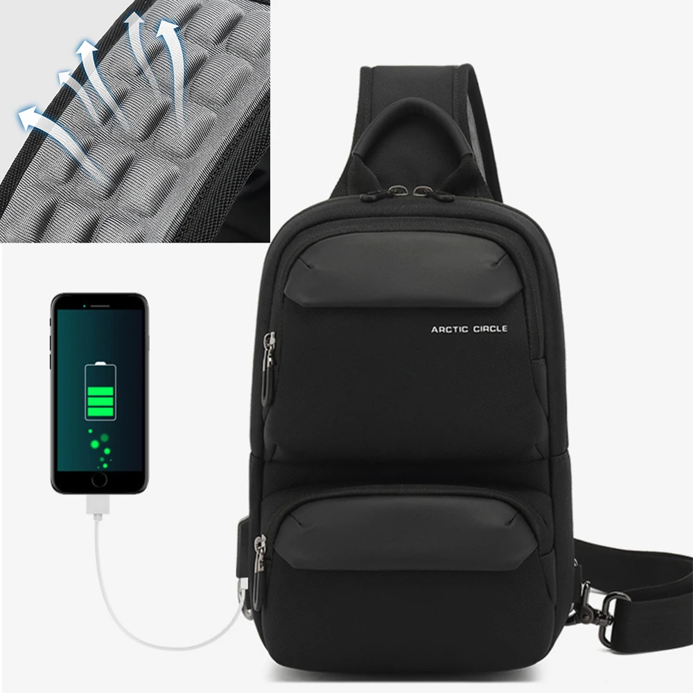 

SUUTOOP Anti-theft Lock Men USB Oxford Waterproof Multifunction Shoulder Bag Crossbody Pack Travel Messenger Chest Bag for Male