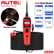 Autel 12V 24V Battery Tester, Autel PowerScan PS100 Electrical System Diagnosis Circuit Tester Tool Electrical Testers Test Lead