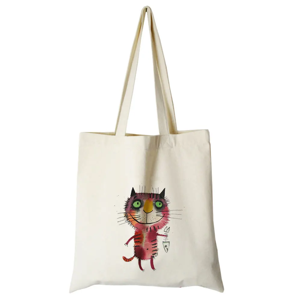 shopping bag 05 Происхождения милый кот серии Холст на заказ сумка индивидуальные Эко сумки на заказ хозяйственные сумки с логотипом - Цвет: shopping bag 05
