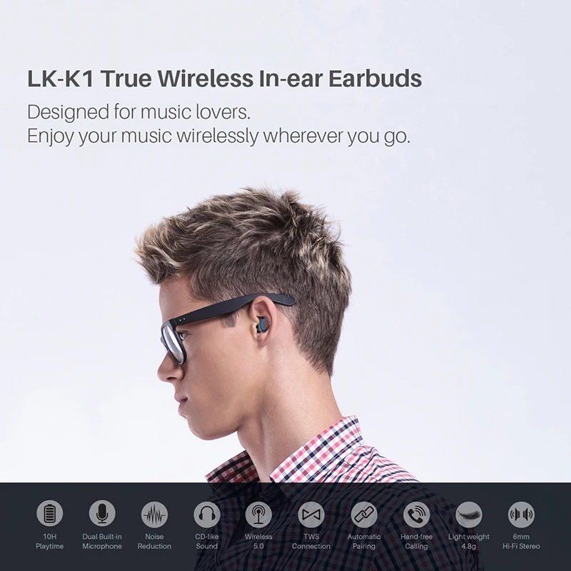 Беспроводные Bluetooth 5,0 tws Air Ear наушники с зарядным устройством ABDO K1