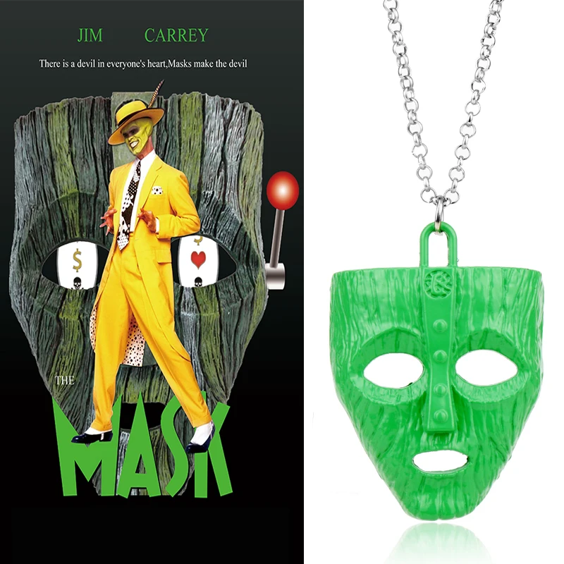 Комедия маска косплей игрушки ожерелье Jim Carrey зеленое с подвеской-маской цепи