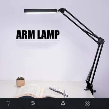 

Long Arm Lamp LED Eye Protection LED Learning Office Desk Clip Lamp USB Charging 360° Rotation Adjustable Folding