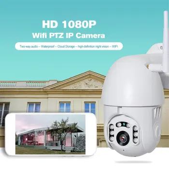 

1080P Home Outdoor WiFi PTZ IP Camera Two Way Audio Night Vision Wireless Camera Motion detection alarm Monitor