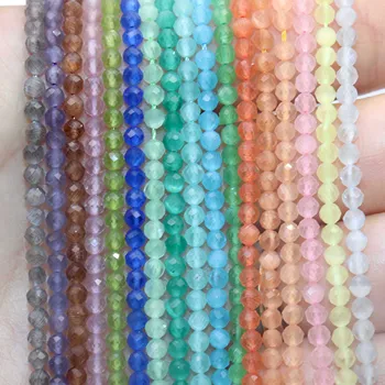 

Faceted 2MM 3MM Natural Stone Beads Cat Eye Glass Gemstones Beads For Jewelry Making Charm DIY Bracelet Necklace Material