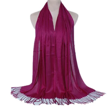 

Fashionable Shimmer Lurex Shawl Scarf For Women Arab Islamic Headscarf Tassel Muslim Hijabs Turban Glitter Head Covering Muffler