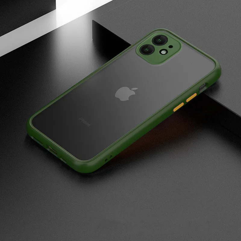 Зеленый Противоударный защитный чехол для телефона iPhone 11 8 7 6 6S Plus X XS Max XR 11 PRO Max матовые жесткие чехлы защитные - Цвет: Зеленый