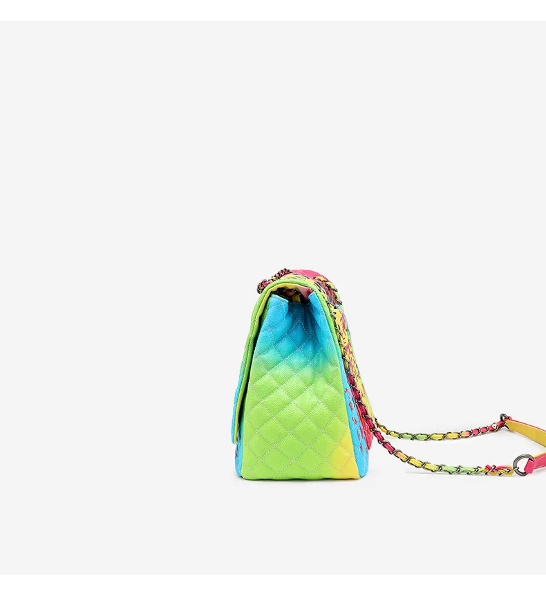 Известный бренд граффити большая Дамская стеганая сумка цепи сумки для женщин роскошная дизайнерская кожа женская сумка дорожная сумка Bolsa sac