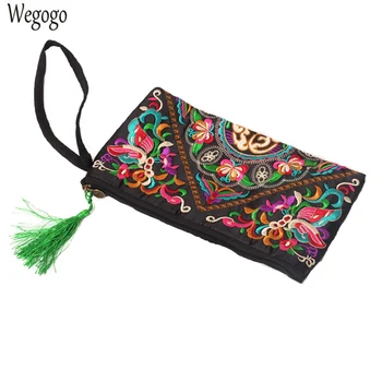 

Women Ethnic National Retro Butterfly Flower Bags Handbag Coin Purse Embroidered Lady Clutch Tassel Small Flap Summer Bolsa Sale