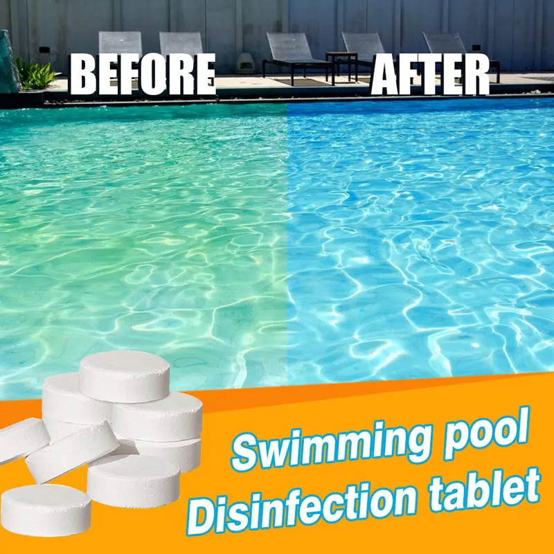 Таблетки для очистки бассейна 100 шт./компл. шипучий хлор многофункциональные