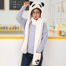 Стильный бар Для женщин искусственный мех панда Форма шапочка Теплая зима теплые перчатки карман Повседневное теплые кепки в стиле хип-хоп мягкая шапка