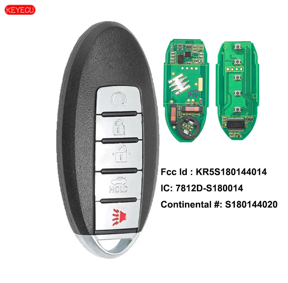KEYECU Smart Key 5B для Nissan Altima, Maxima 2013- Fcc# KR5S180144014 Cont#: 44020