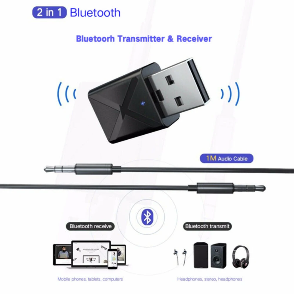 2 в 1 Bluetooth 5,0 передатчик приемник стерео аудио 3,5 мм музыка USB адаптер абсолютно и высокое качество