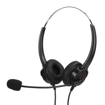 

Headset Binaural Desktop Computer Wired Headphone + Mic Flexible Rotatable PU Leather Hot Sale