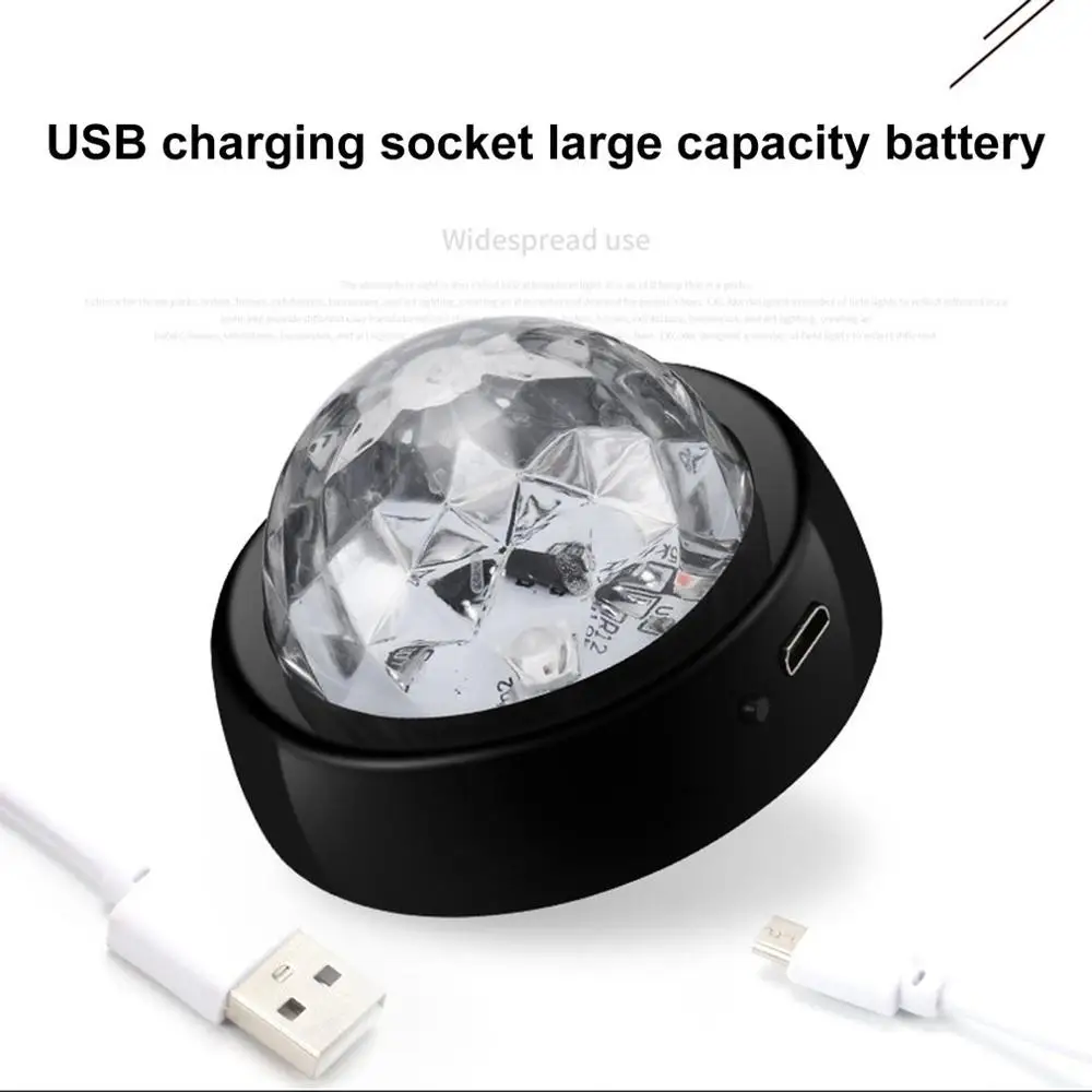 Светодиодный USB атмосферное освещение автомобиля управление звуком Кристалл Волшебный диско-шар лампа RGB Красочная Музыка Звук осветительное оборудование для ди-джеев