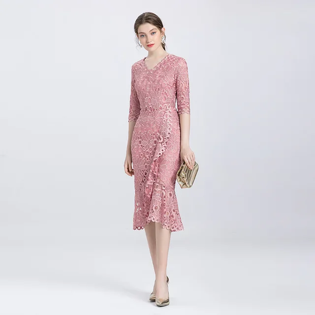 US $245.00 Europe and the United States high-end large size mother with big temperament slim hip tail sleeve f