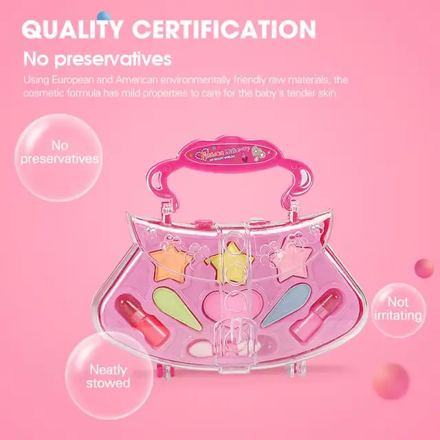 Girls Princess Makeup Set Eco-friendly Cosmetic Pretend Play Kit Kids Toy Gift Kids Princess Fashion Beauty Set Pretend Play Toy 6